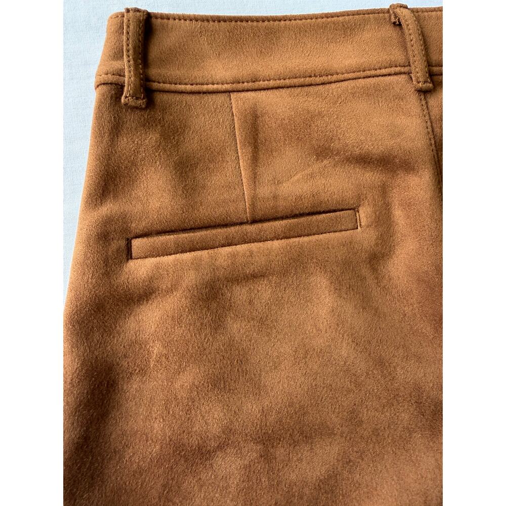 LOFT The Palmer Boho Western Chic Faux Suede Cognac Brown Wide Leg Pants Size 6 - Picture 4 of 13